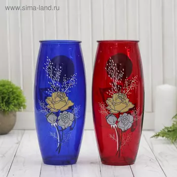 Ваза стекло "Абстракция" крашенная с деколью 23 см микс