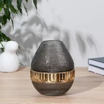 Ваза «Греция», выпуклая, h=18 см, d=7 см, стекло, серая