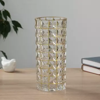 Ваза настольная «Альма галант» клетка, 2410 см, стекло, прозрачная