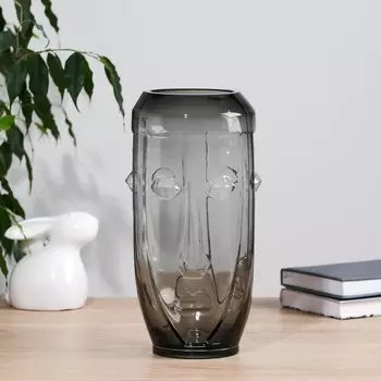 Ваза «Лик», h=29 см, стекло, серая