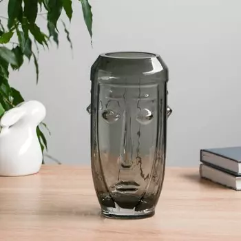 Ваза «Лик», h=24 см, d=8 см, стекло, серая