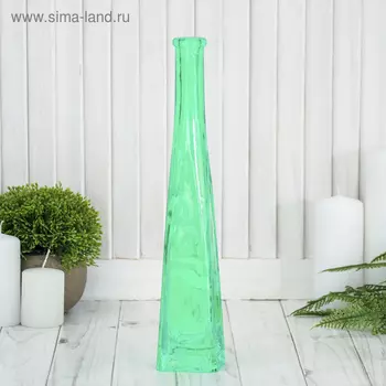 Ваза "Стрелка" четырехгранная, зеленая 29х5,5х5,5 см, 0,2л микс 1560М