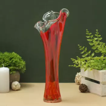 Ваза «Волна», h=28 см, стекло, красно-марганцевая