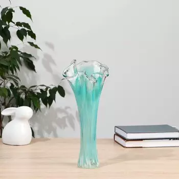 Ваза "Волна" 28 см, зелёная