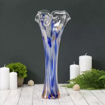 Ваза "Волна" 40 см, сине-жёлтая