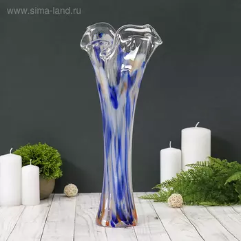 Ваза "Волна" 40 см, сине-жёлтая
