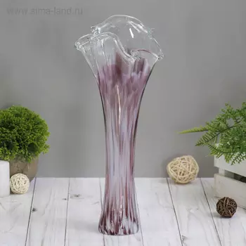 Ваза «Волна», h=28 см, стекло, бело-марганцевая