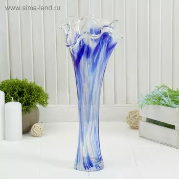 Ваза "Волна" бело-синяя 28см