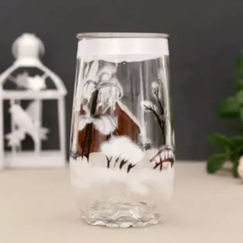 Ваза "Зима в деревне" d-6х7х12.5 см белая