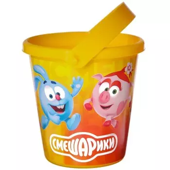 Ведро детское для игры с песком, Смешарики, пластик, 1 л