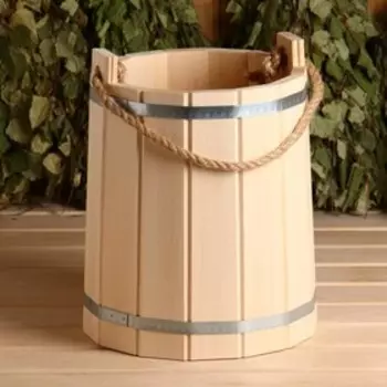 Ведро для бани и сауны, 10 л, 342929 см, липа, нержавеющий обруч, «Добропаровъ»