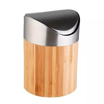 Ведро косметическое Axentia BONJIA с крышкой качелью, объем 0,8 л из бамбука