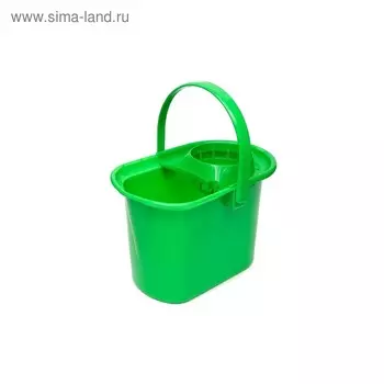 Ведро прямоугольное с отжимом, цвет зелёный, 14 л