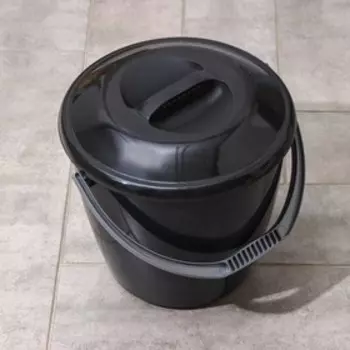 Ведро с крышкой «Удачное», 10 л, пластик, чёрное