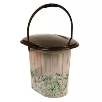 Ведро-туалет, h=38 см, 17 л, съёмный стульчак, бежевое, крышка МИКС