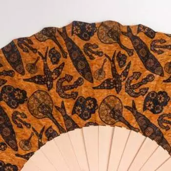 Веер дерево, текстиль "Подводный мир" 23 см