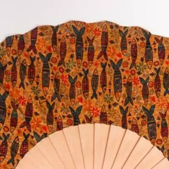 Веер дерево, текстиль "Рыбки" 23 см