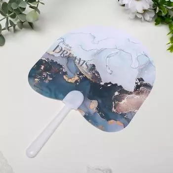 Веер-опахало "Мрамор с золотом - Follow your dreams" 21х13 см