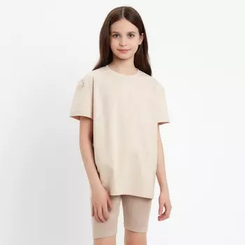 Велосипедки детские MINAKU: Casual Collection KIDS, грязно-розовые, рост 140 см