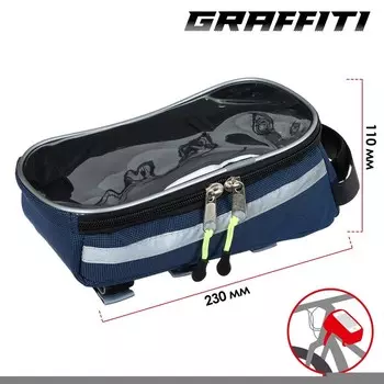 Велосумка GRAFFITI, на раму, увеличенная, цвет синий