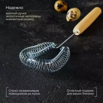 Венчик кухонный для взбивания «Пружина», 28 см, с деревянной ручкой