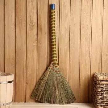 Веник рисовый с бамбуковой ручкой, 30х80 см, микс