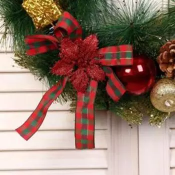 Венок новогодний d=40 см «Зимнее волшебство. Клетчатые бантики»