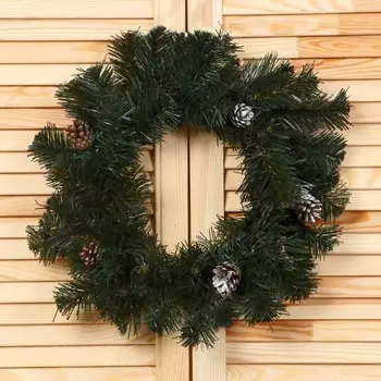 Венок "Рождественский" (шишка серебро )35 см