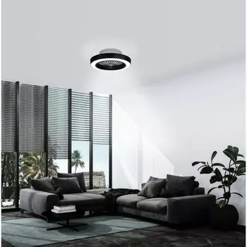 Вентилятор с подсветкой SAZAN, 3X12,6Вт, LED, сталь, пластик, черный, белый, акрил, молочный 1011