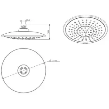 Верхняя лейка D&K DC1004859, 210 мм, круглая, тропическая, ABS-пластик, хром