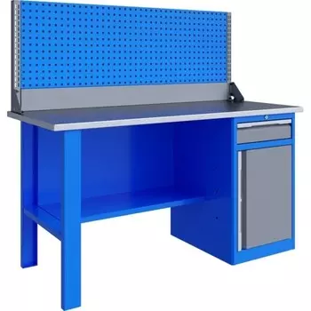 Верстак Верстакофф 125156, PRF 161.18.3-1, экран, тумба Р8, 2 полки, один ящик, 1.6 м