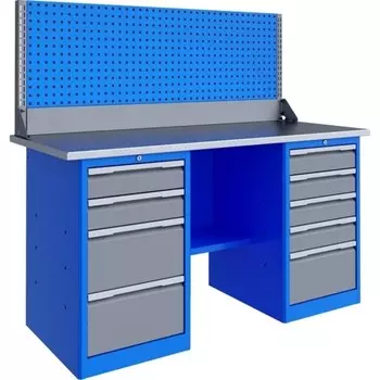 Верстак Верстакофф 125180, PRF 161.45.1-1, экран, тумбы Р4 Р5, полка, 9 ящиков, 1.6 м