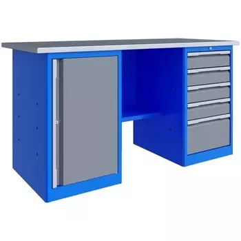 Верстак Верстакофф 125200, PRF 161.57.1, без экрана, тумбы Р5 Р7, полка, 5 ящиков, 1.6 м