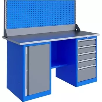 Верстак Верстакофф 125201, PRF 161.57.1-1, экран, тумбы Р5 Р7, полка, 5 ящиков, 1.6 м