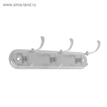 Вешалка ТУНДРА TVT004, металлическая, трёхрожковая, цвет хром