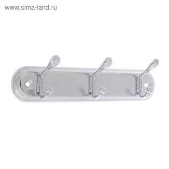 Вешалка ТУНДРА TVT005, металлическая, трёхрожковая, цвет хром