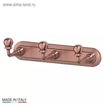 Вешалка 3SC, 3 крючка, античная медь, 17 см