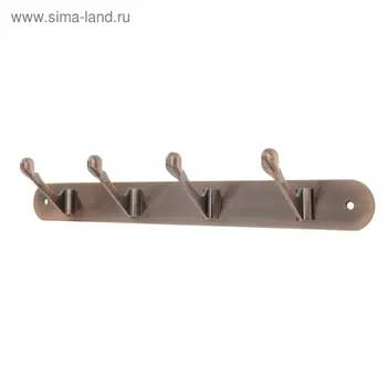 Вешалка ТУНДРА TVF002, металлическая, четырехрожковая, цвет медь