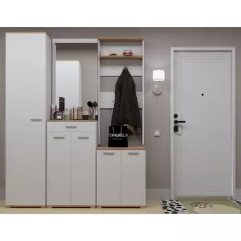 Вешалка 600 Афина, 600х220х1396, Дуб крафт золотой/Белый