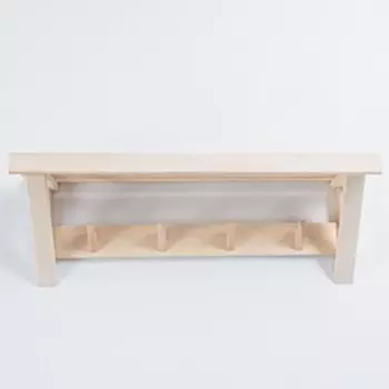 Вешалка деревянная с полкой, 4 крючка, 67х24х24 см