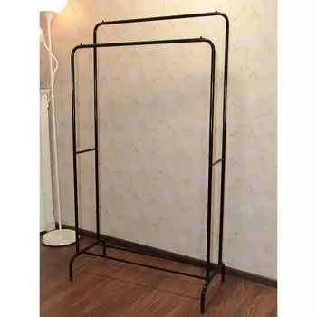 Вешалка для одежды «Мир 2», 8003801500 мм, напольная, двойная, цвет чёрный