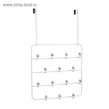 Вешалка на 14 крючков с надверными креплениями ESTIQUE, цвет белый