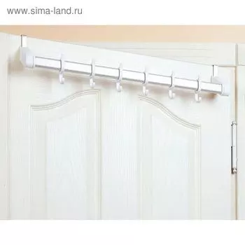 Вешалка на дверь, 6 крючков, цвет белый