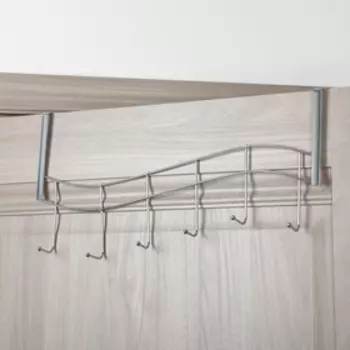 Вешалка на дверь на 6 крючков Доляна «Волна», 47×22×0,5 см, цвет хром