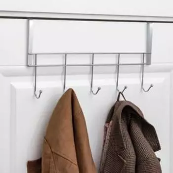 Вешалка на дверь на 5 крючков Доляна «Блеск», 38×8,5×22,5 см, цвет хром