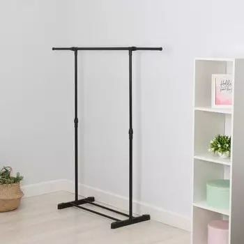 Вешалка - стойка напольная для одежды LaDоm, с полкой для обуви, 90(150)4290(150) см, чёрная