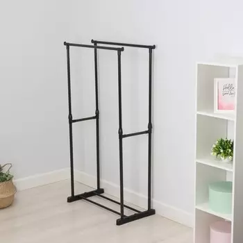 Вешалка - стойка напольная для одежды LaDоm, двойная, телескопическая, 804290(150) см, чёрная