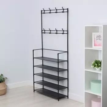 Вешалка - стойка напольная для одежды LaDоm, с полками для хранения, 5 ярусов, 8026165 см, чёрная