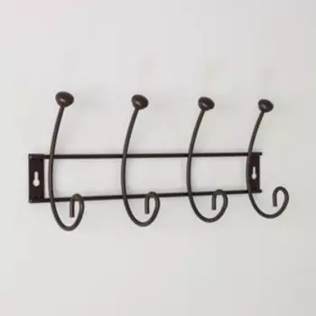 Вешалка настенная на 4 двойных крючка Доляна «Луара», 31,5×14×7,5 см, цвет коричневый
