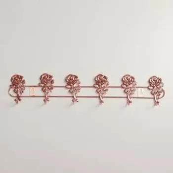 Вешалка настенная на 6 крючков Доляна «Розы», 42×8,9×3,3 см, цвет золотой